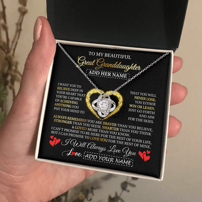Love Knot Necklace 14K White Gold Finish | 2 | Personalized Beautiful Gift For Granddaughter From Grandma Grandpa Graduation Necklace Great Granddaughter Gifts Birthday Christmas Gift Box Message Card | teecentury
