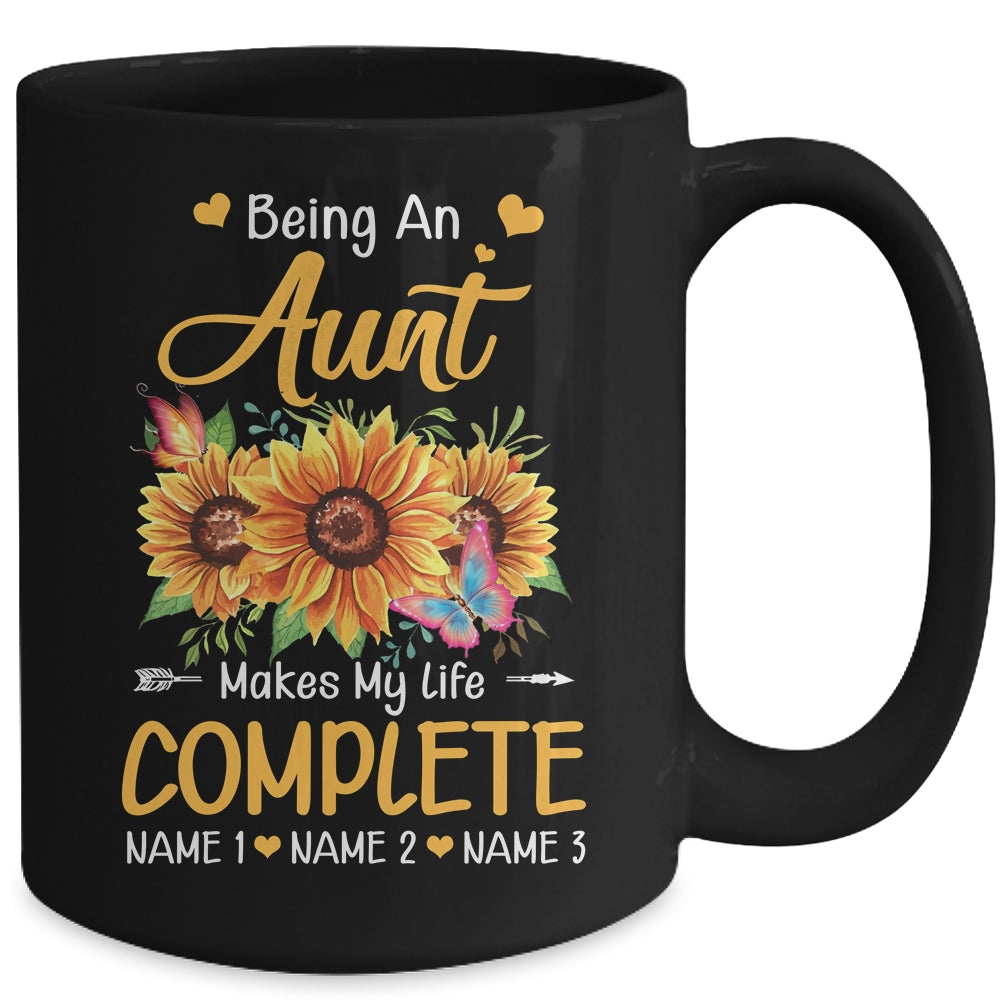 Personalized Being A Aunt Makes My Life Complete Custom With Grandkids Name Mothers Day Birthday Christmas Mug | teecentury
