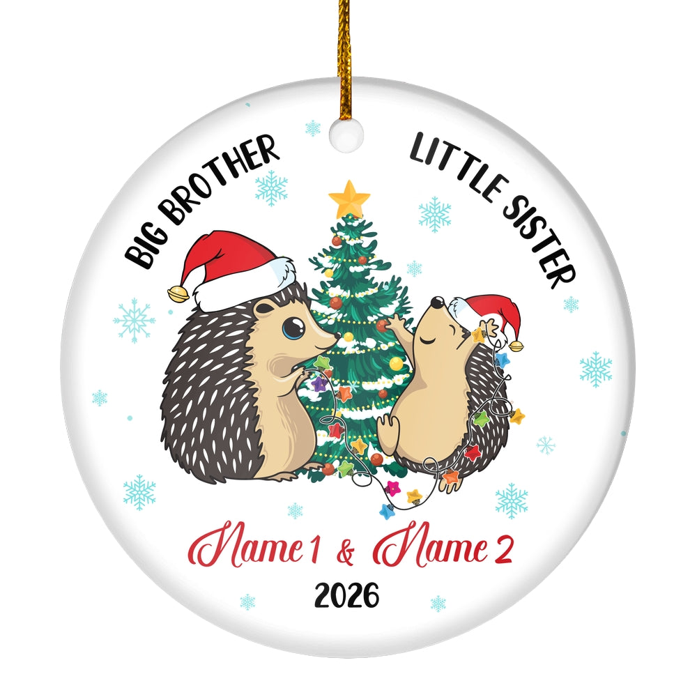 Personalized Big Brother Little Sister 2025 Christmas Ornament Custom Gift for Family Customized Christmas Tree Ornament | teecentury
