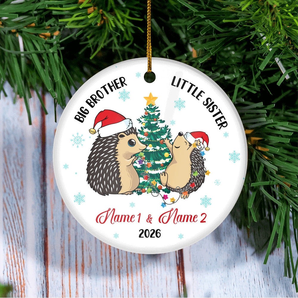 Personalized Big Brother Little Sister 2025 Christmas Ornament Custom Gift for Family Customized Christmas Tree Ornament | teecentury