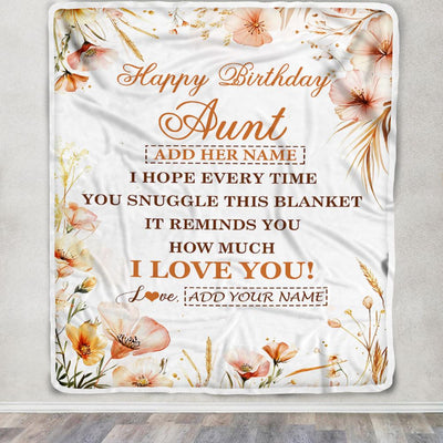 Personalized Birthday Gifts For Aunt Gifts From Niece Nephew Blanket Yellow Happy Birthday Aunt Unique Gifts Bday Customized Fleece Throw Blanket | teecentury