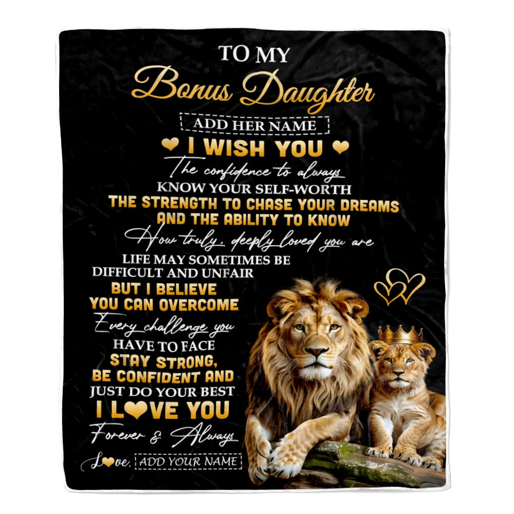 Personalized Birthday Gifts For Bonus Daughter From Stepdad Blanket I Wish You To My Stepdaughter Gifts Graduation Christmas Gift Ideas Custom Fleece Blanket | teecentury