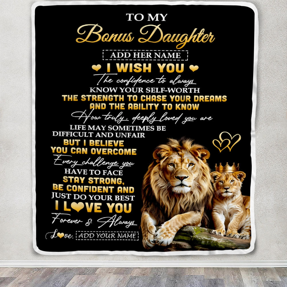 Personalized Birthday Gifts For Bonus Daughter From Stepdad Blanket I Wish You To My Stepdaughter Gifts Graduation Christmas Gift Ideas Custom Fleece Blanket | teecentury
