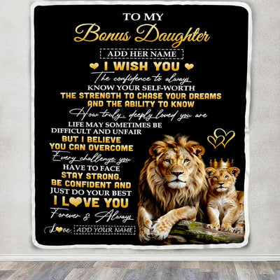 Personalized Birthday Gifts For Bonus Daughter From Stepdad Blanket I Wish You To My Stepdaughter Gifts Graduation Christmas Gift Ideas Custom Fleece Blanket | teecentury