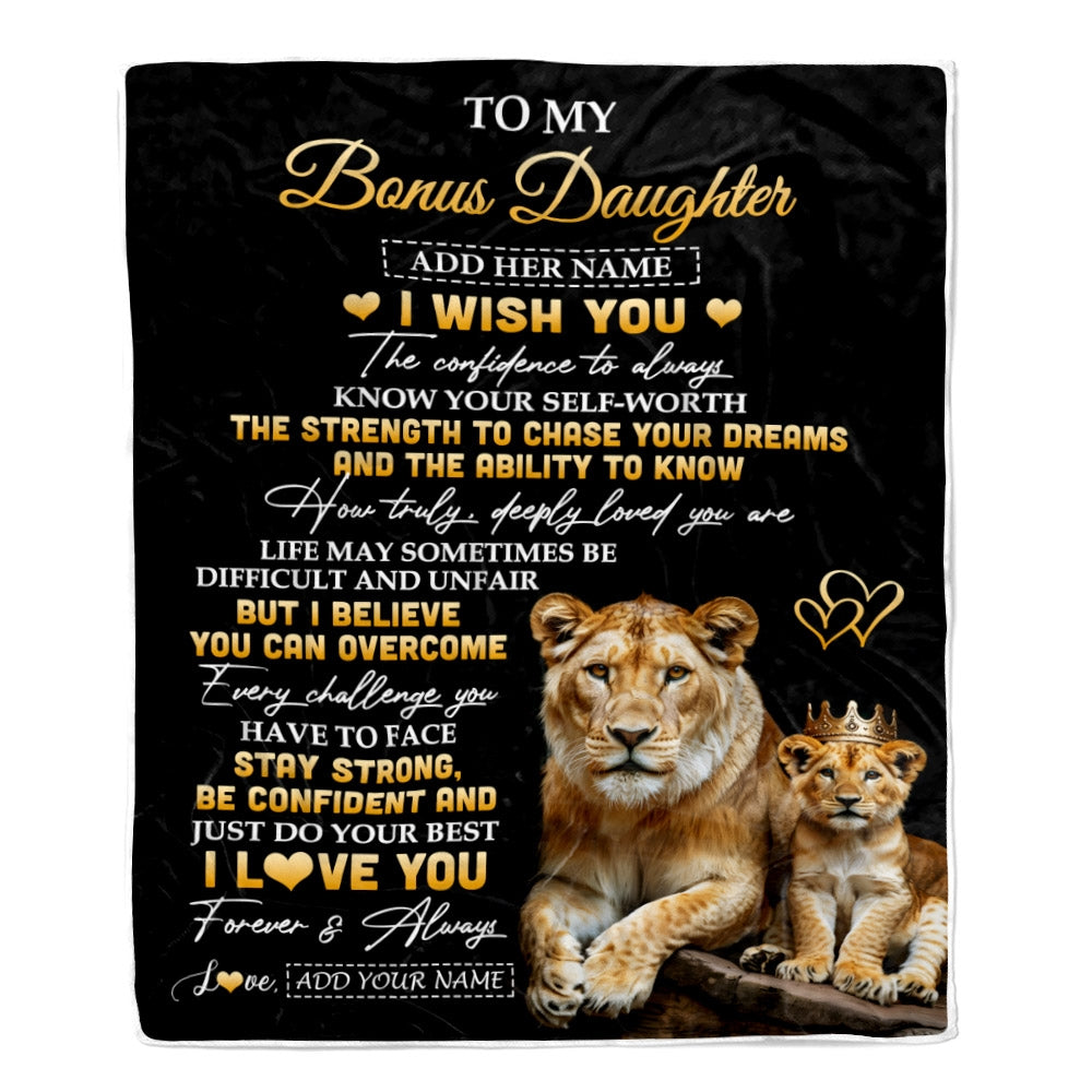 Personalized Birthday Gifts For Bonus Daughter From Stepmom Blanket I Wish You To My Stepdaughter Gifts Graduation Christmas Gift Ideas Custom Fleece Blanket | teecentury