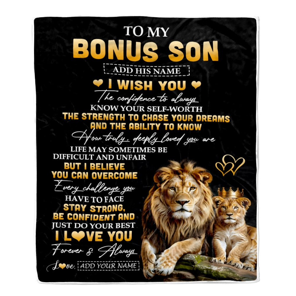 Personalized Birthday Gifts For Bonus Son From Stepdad Blanket I Wish You To My Stepson Gifts Graduation Christmas Gift Ideas Customized Fleece Throw Blanket | teecentury