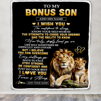 Personalized Birthday Gifts For Bonus Son From Stepdad Blanket I Wish You To My Stepson Gifts Graduation Christmas Gift Ideas Customized Fleece Throw Blanket | teecentury