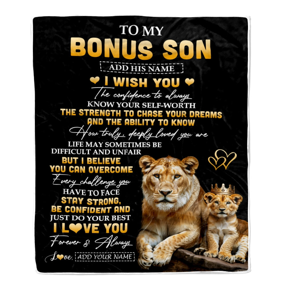 Personalized Birthday Gifts For Bonus Son From Stepmom Blanket I Wish You To My Stepson Gifts Graduation Christmas Gift Ideas Customized Fleece Throw Blanket | teecentury
