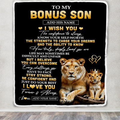 Personalized Birthday Gifts For Bonus Son From Stepmom Blanket I Wish You To My Stepson Gifts Graduation Christmas Gift Ideas Customized Fleece Throw Blanket | teecentury