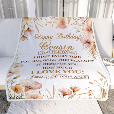 Personalized Birthday Gifts For Cousin Gifts From Family Blanket Yellow Happy Birthday Cousin Unique Gifts Bday Customized Fleece Throw Blanket | teecentury