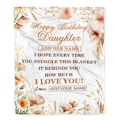 Personalized Birthday Gifts For Daughter Gifts From Mom Dad Blanket Yellow Happy Birthday Daughter Unique Gifts Bday Customized Fleece Throw Blanket | teecentury