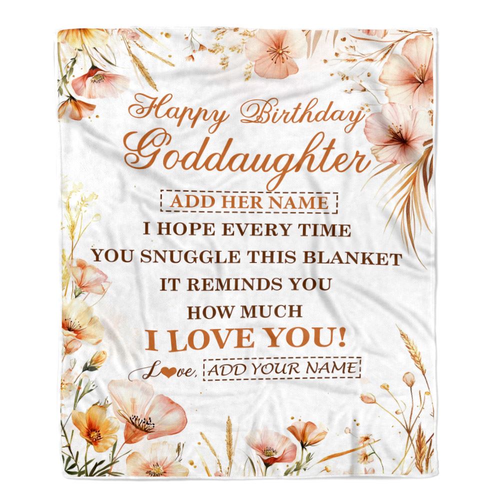 Personalized Birthday Gifts For Goddaughter Gifts From Godmother Blanket Yellow Happy Birthday Goddaughter Unique Gifts Bday Customized Fleece Blanket | teecentury