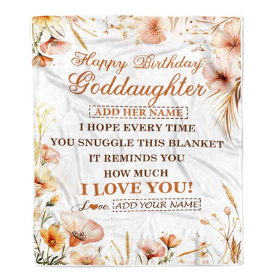 Personalized Birthday Gifts For Goddaughter Gifts From Godmother Blanket Yellow Happy Birthday Goddaughter Unique Gifts Bday Customized Fleece Blanket | teecentury