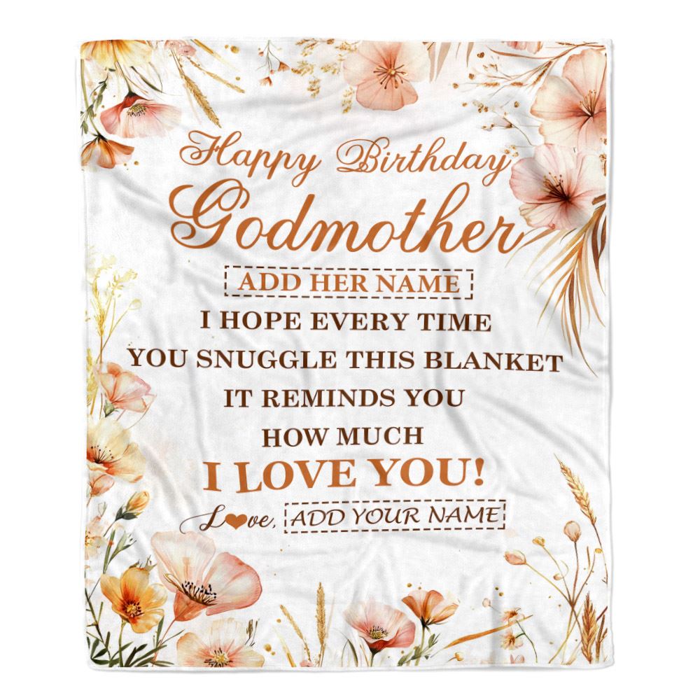 Personalized Birthday Gifts For Godmother Gifts From Niece Nephew Blanket Yellow Happy Birthday Aunt Unique Gifts Bday Customized Fleece Throw Blanket | teecentury