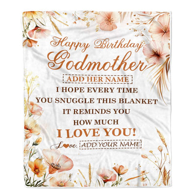 Personalized Birthday Gifts For Godmother Gifts From Niece Nephew Blanket Yellow Happy Birthday Aunt Unique Gifts Bday Customized Fleece Throw Blanket | teecentury