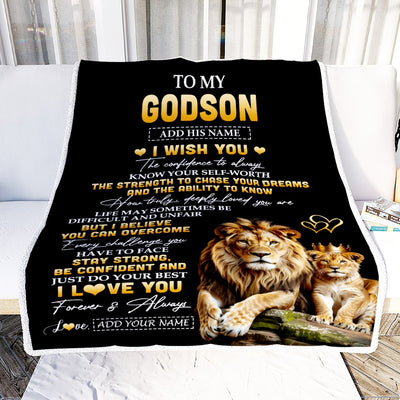 Personalized Birthday Gifts For Godson From Godfather Uncle Blanket I Wish You To My Godson Gifts Graduation Christmas Gift Ideas Customized Fleece Blanket | teecentury
