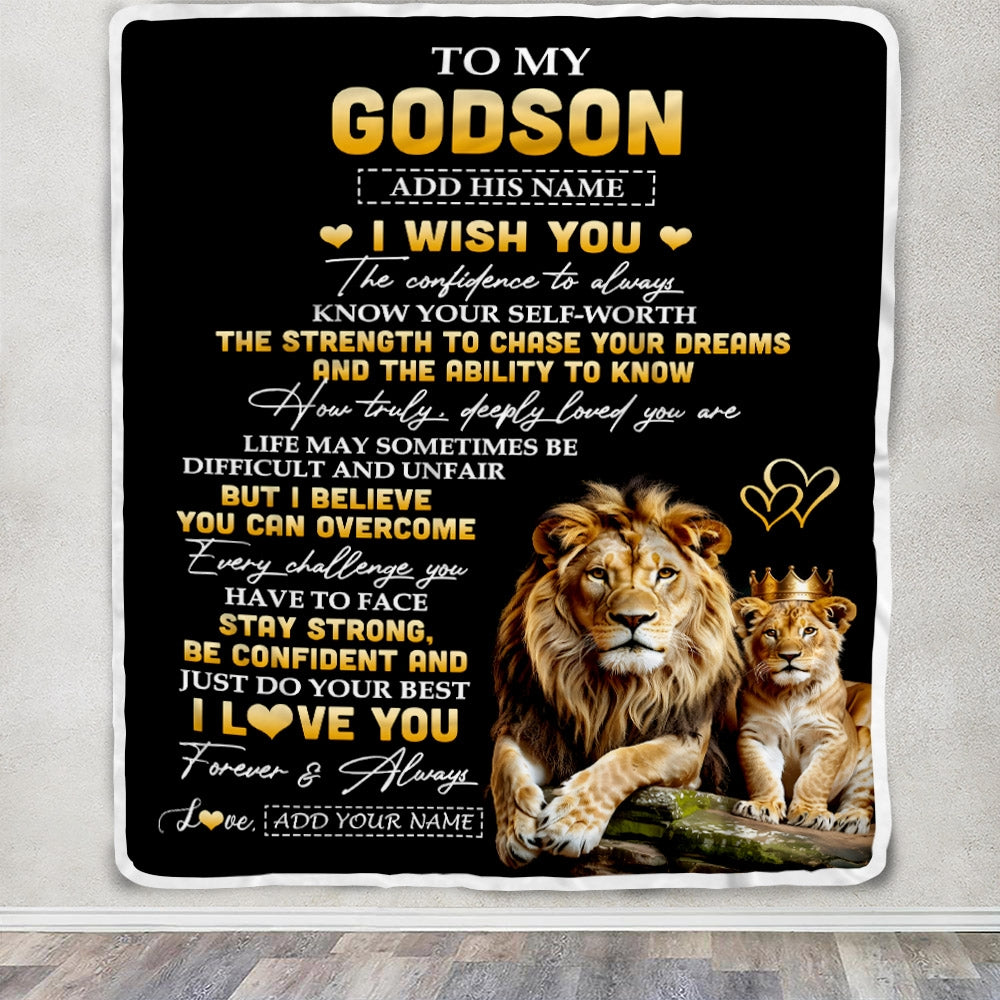 Personalized Birthday Gifts For Godson From Godfather Uncle Blanket I Wish You To My Godson Gifts Graduation Christmas Gift Ideas Customized Fleece Blanket | teecentury