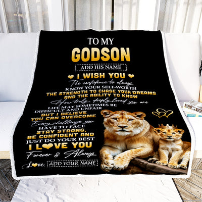 Personalized Birthday Gifts For Godson From Godmother Aunt Blanket I Wish You To My Godson Gifts Graduation Christmas Gift Ideas Customized Fleece Blanket | teecentury
