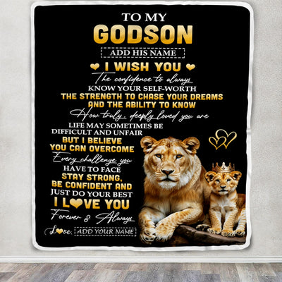 Personalized Birthday Gifts For Godson From Godmother Aunt Blanket I Wish You To My Godson Gifts Graduation Christmas Gift Ideas Customized Fleece Blanket | teecentury