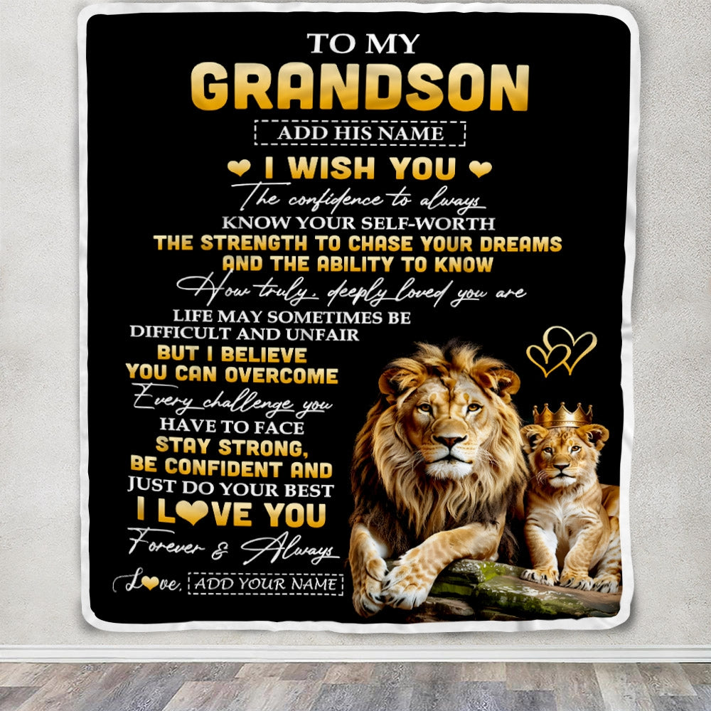 Personalized Birthday Gifts For Grandson From Grandpa Grandfather Blanket I Wish You To My Grandson Gifts Graduation Christmas Gift Ideas Custom Fleece Blanket | teecentury