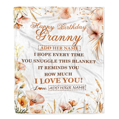 Personalized Birthday Gifts For Granny Gifts From Granddaughter Blanket Yellow Happy Birthday Granny Unique Gifts Bday Customized Fleece Blanket | teecentury