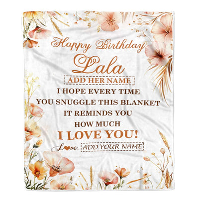 Personalized Birthday Gifts For Lala Gifts From Granddaughter Grandson Blanket Yellow Happy Birthday Lala Unique Gifts Bday Customized Fleece Blanket | teecentury