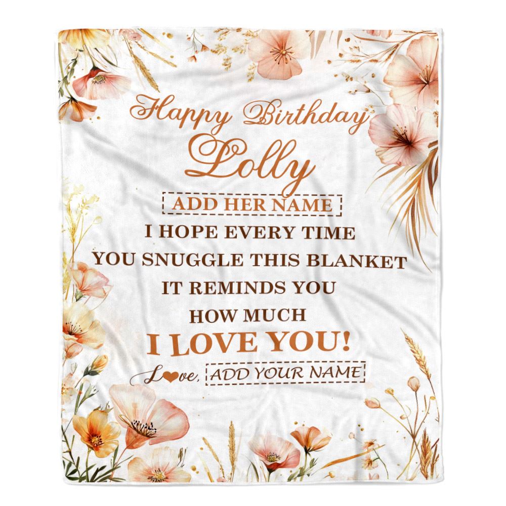 Personalized Birthday Gifts For Lolly Gifts From Granddaughter Grandson Blanket Yellow Happy Birthday Lolly Unique Gifts Bday Customized Fleece Blanket | teecentury