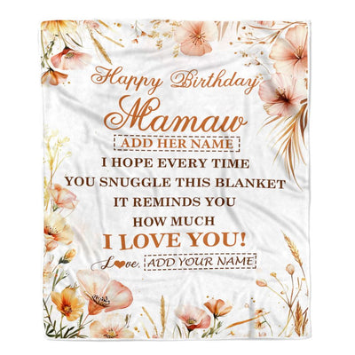 Personalized Birthday Gifts For Mamaw Gifts From Granddaughter Grandson Blanket Yellow Happy Birthday Mamaw Unique Gifts Bday Customized Fleece Blanket | teecentury