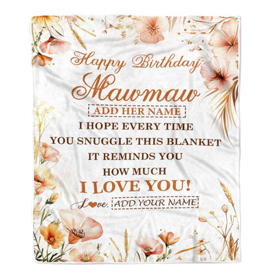 Personalized Birthday Gifts For Mawmaw Gifts From Granddaughter Blanket Yellow Happy Birthday Mawmaw Unique Gifts Bday Customized Fleece Blanket | teecentury