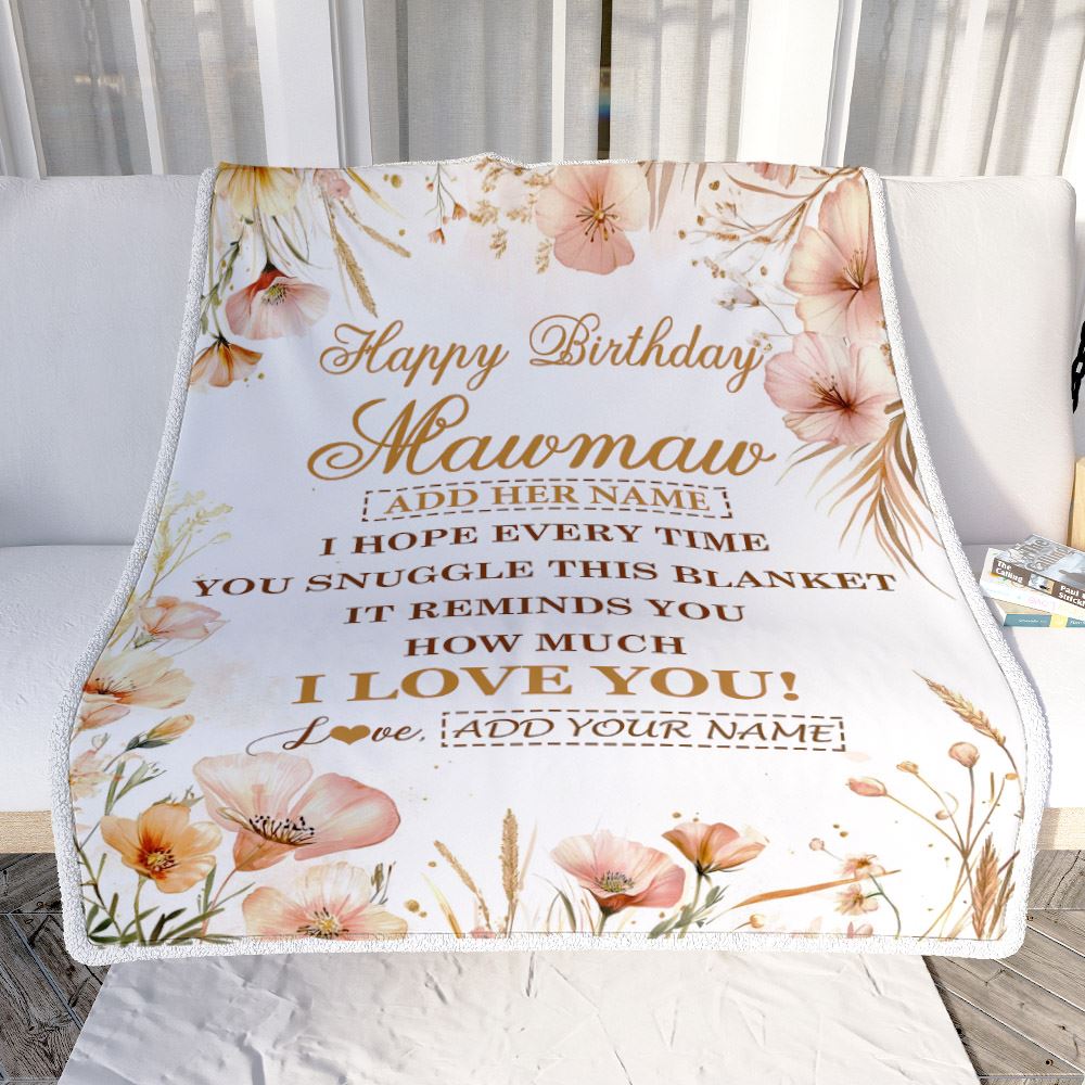 Personalized Birthday Gifts For Mawmaw Gifts From Granddaughter Blanket Yellow Happy Birthday Mawmaw Unique Gifts Bday Customized Fleece Blanket | teecentury