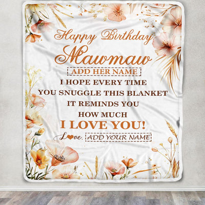 Personalized Birthday Gifts For Mawmaw Gifts From Granddaughter Blanket Yellow Happy Birthday Mawmaw Unique Gifts Bday Customized Fleece Blanket | teecentury