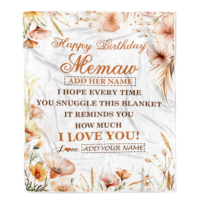 Personalized Birthday Gifts For Memaw Gifts From Granddaughter Grandson Blanket Yellow Happy Birthday Memaw Unique Gifts Bday Customized Fleece Blanket | teecentury