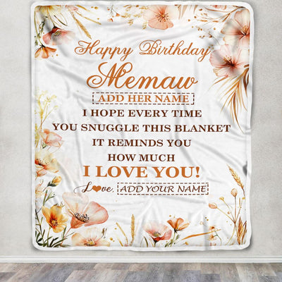 Personalized Birthday Gifts For Memaw Gifts From Granddaughter Grandson Blanket Yellow Happy Birthday Memaw Unique Gifts Bday Customized Fleece Blanket | teecentury
