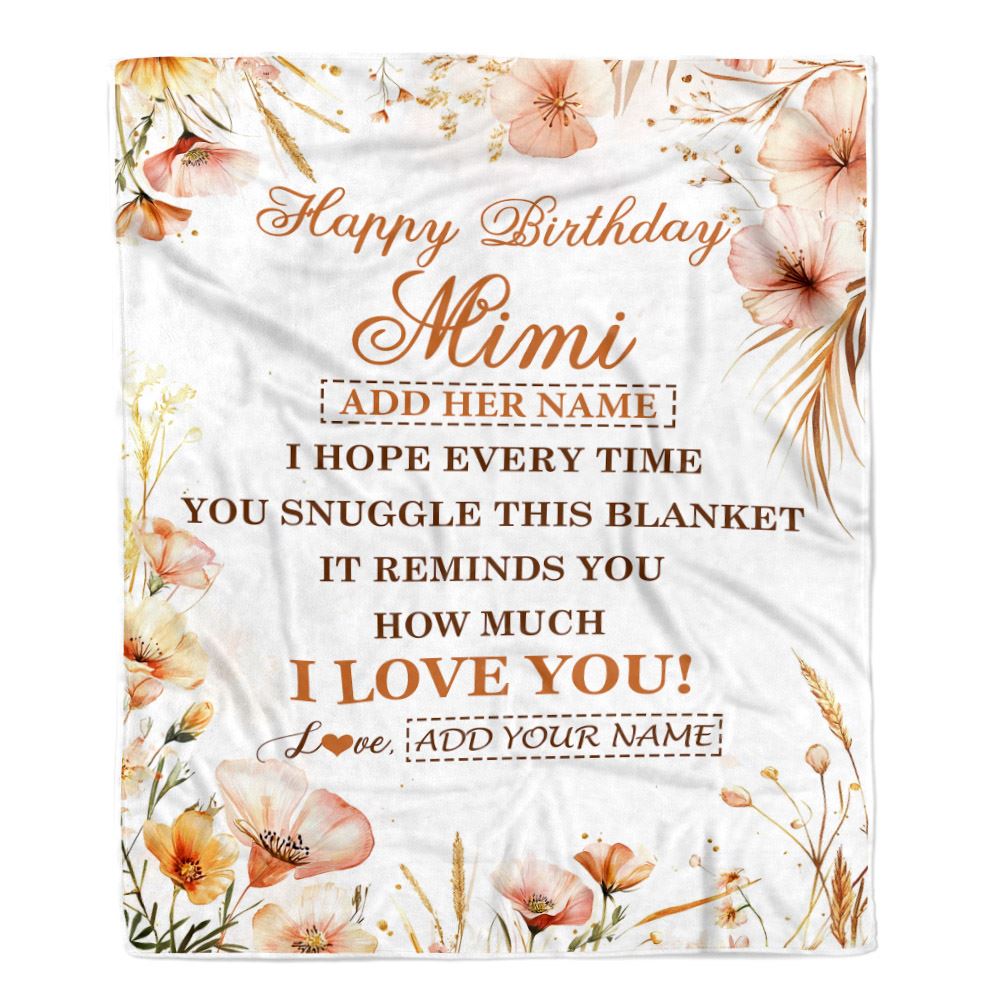 Personalized Birthday Gifts For Mimi Gifts From Granddaughter Grandson Blanket Yellow Happy Birthday Mimi Unique Gifts Bday Customized Fleece Blanket | teecentury