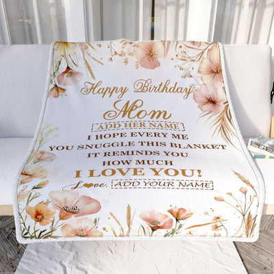 Personalized Birthday Gifts For Mom Gifts From Daughter Son Blanket Yellow Happy Birthday Mom Mother Unique Gifts Bday Customized Fleece Throw Blanket | teecentury