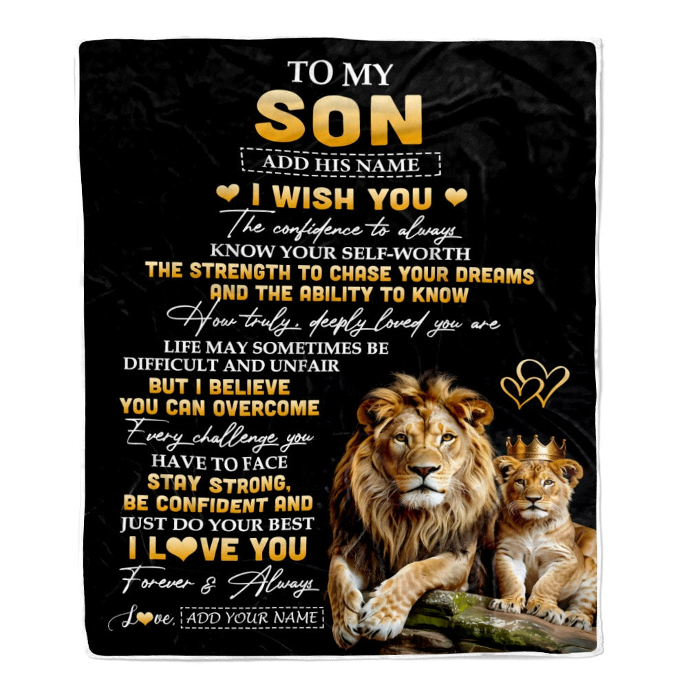 Personalized Birthday Gifts For Son From Dad Father Blanket I Wish You To My Son Gifts Graduation Christmas Gift Ideas Customized Fleece Throw Blanket | teecentury