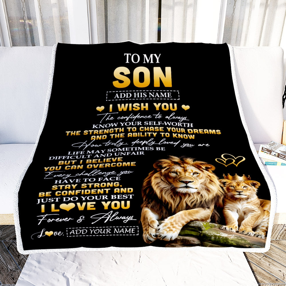 Personalized Birthday Gifts For Son From Dad Father Blanket I Wish You To My Son Gifts Graduation Christmas Gift Ideas Customized Fleece Throw Blanket | teecentury