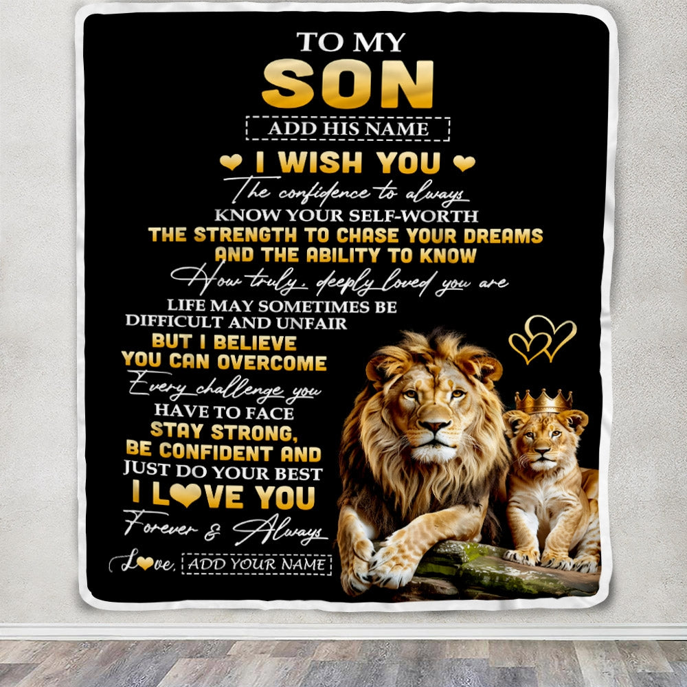 Personalized Birthday Gifts For Son From Dad Father Blanket I Wish You To My Son Gifts Graduation Christmas Gift Ideas Customized Fleece Throw Blanket | teecentury