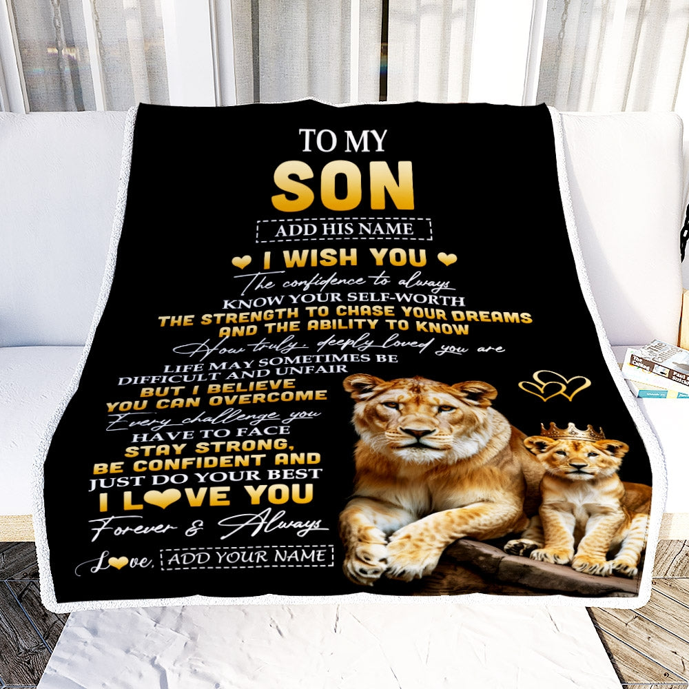 Personalized Birthday Gifts For Son From Mom Mother Blanket I Wish You To My Son Gifts Graduation Christmas Gift Ideas Customized Fleece Throw Blanket | teecentury