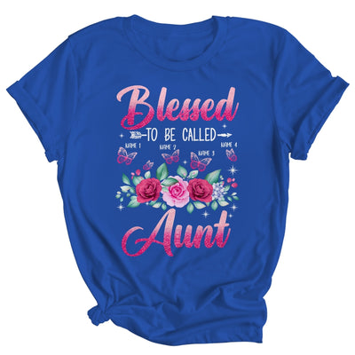 Personalized Blessed To Be Called Aunt Custom Kids Name Mothers Day Birthday Christmas Rose Butterfly Shirt & Tank Top | teecentury