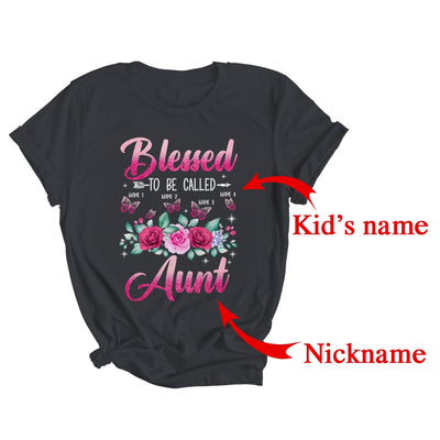 Personalized Blessed To Be Called Aunt Custom Kids Name Mothers Day Birthday Christmas Rose Butterfly Shirt & Tank Top | Custom | teecentury