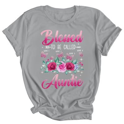 Personalized Blessed To Be Called Auntie Custom Kids Name Mothers Day Birthday Christmas Rose Butterfly Shirt & Tank Top | teecentury