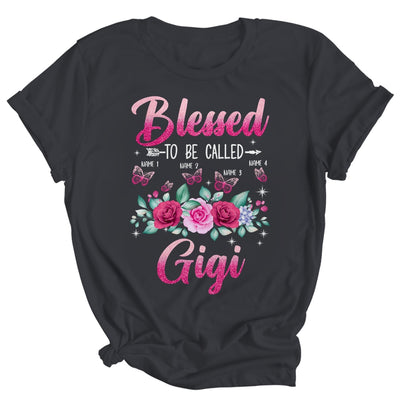 Personalized Blessed To Be Called Gigi Custom Grandkids Name Mothers Day Birthday Christmas Rose Butterfly Shirt & Tank Top | teecentury