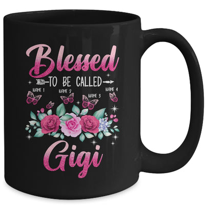 Personalized Blessed To Be Called Gigi Custom Grandkids Name Mothers Day Birthday Christmas Rose Butterfly Mug | teecentury