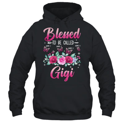 Personalized Blessed To Be Called Gigi Custom Grandkids Name Mothers Day Birthday Christmas Rose Butterfly Shirt & Tank Top | teecentury