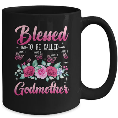 Personalized Blessed To Be Called Godmother Custom Kids Name Mothers Day Birthday Christmas Rose Butterfly Mug | teecentury