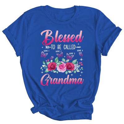 Personalized Blessed To Be Called Grandma Custom Grandkids Name Mothers Day Birthday Christmas Rose Butterfly Shirt & Tank Top | teecentury