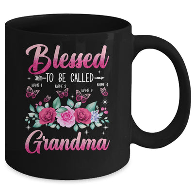 Personalized Blessed To Be Called Grandma Custom Grandkids Name Mothers Day Birthday Christmas Rose Butterfly Mug | teecentury