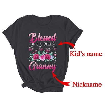 Personalized Blessed To Be Called Granny Custom Grandkids Name Mothers Day Birthday Christmas Rose Butterfly Shirt & Tank Top | Custom | teecentury