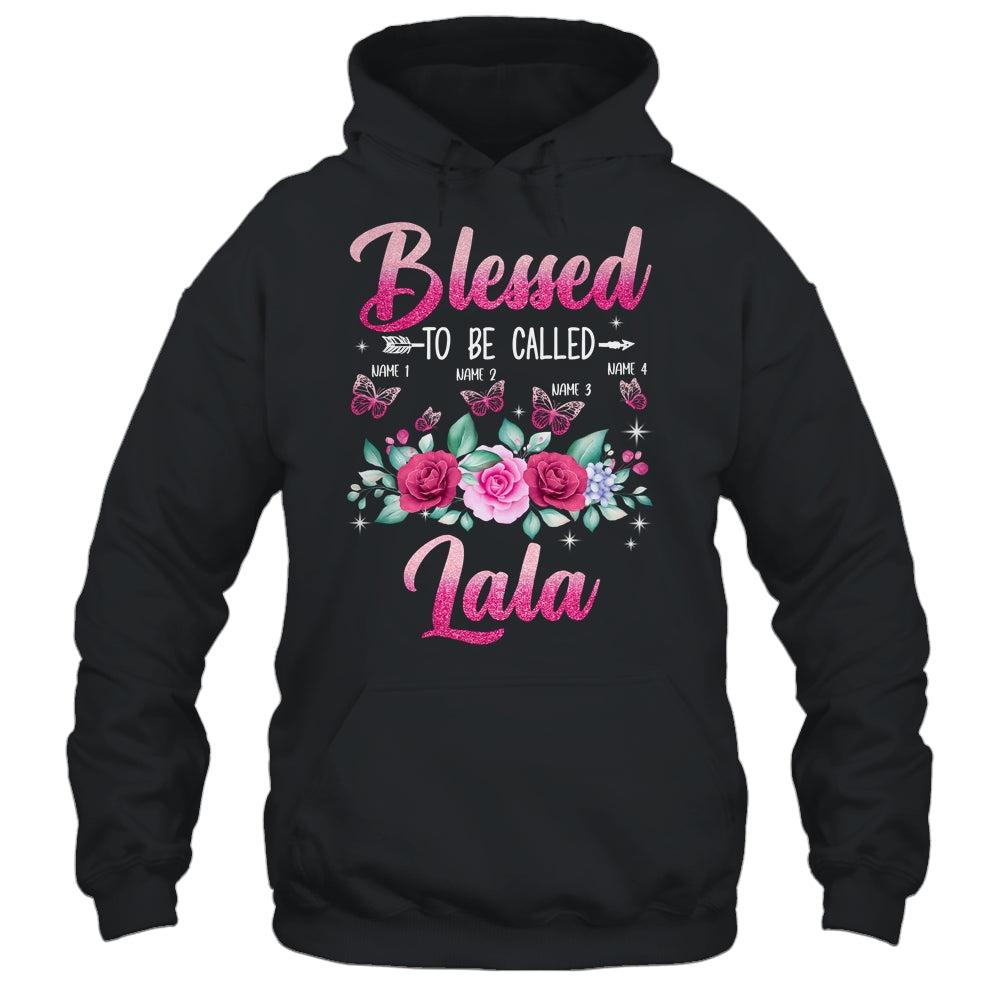 Personalized Blessed To Be Called Lala Custom Grandkids Name Mothers Day Birthday Christmas Rose Butterfly Shirt & Tank Top | teecentury
